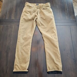 J.Crew Tan Flannel Lined 770 Bedford Cord Pants Size 31 X 32